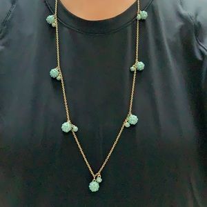 Ann Taylor Teal Cluster Cabochon Long Necklace
